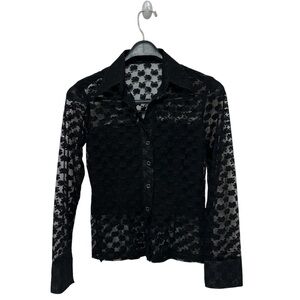 NWOT Nike Black Lace Button-Up Women's Top Size Small